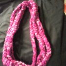 Handcrafted Finger Crocheted Infinity Scarf, Electric purple/pink