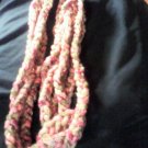 Finger Crocheted Infinity Scarf, rose garden, 5 loops