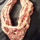 Handcrafted finger crocheted infinity style scarf, 6 loops