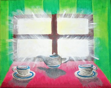 16x20 original EXPRESSIONISM painting "Window of Hope" acrylic on canvas art deco