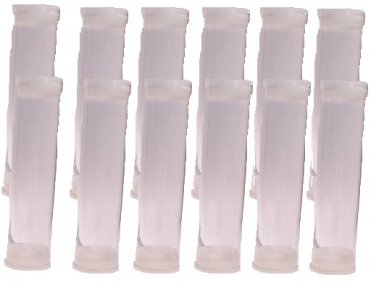Clear plastic storage tubes with natural plugs, One Inch diameter, 4.5" Long, One dozen (4.5")