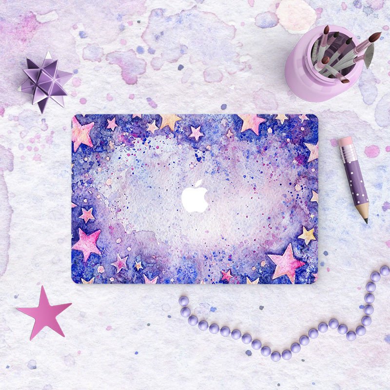 MacBook Front Sticker Laptop Full Mac Pink Stars Decal Skin Protector