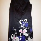 Semantiks sleeveless dress black with blue, pink, white floral print sz 4 EUC