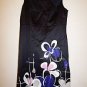 Semantiks sleeveless dress black with blue, pink, white floral print sz 4 EUC