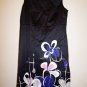 Semantiks sleeveless dress black with blue, pink, white floral print sz 4 EUC