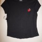 Express women's short-sleeve cotton shirt black w/ red & pink flowers size S NWT