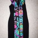 Nicole Miller JCP sleeveless dress sz 4 black knit w/ floral panels, cutout NWT