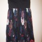 Roxy strapless dress black cotton top with pleated floral skirt size S NWT