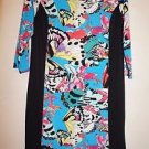 Nicole Miller shift dress bold butterfly print with black size M NWT