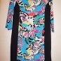 Nicole Miller shift dress bold butterfly print with black size M NWT
