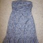 The Limited strapless dress ivory and blue swirl pattern ruched top size 2 NWT