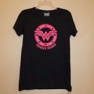 Womens Under Armour heatgear shirt black with neon pink Wonder Woman size S NWT