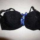Fredericks of Hollywood black lace and mesh bra blue ribbon bow size M NWT