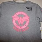 Girls Under Armour gray shirt with bright pink Wonder Woman size L NWT