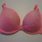 Victoria's Secret Temptation padded demi bra 32D pink lace rhinestones NWT