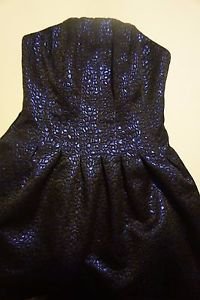 Romeo & Juliet Couture strapless dress sz XS fit & flare black/metallic blue NWT