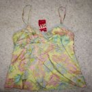 Miss Sixty "atoll" silk camisole sz L yellow with pink and blue floral print NWT