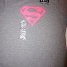 Girls Under Armour gray shirt with bright pink Supergirl glitter logo size L NWT