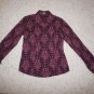 Ann Taylor long-sleeve blouse shirt magenta purple mauve pattern size O EUC