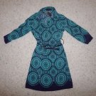 The Limited t-shirt dress size XS turquoise teal & navy print with navy belt NWT