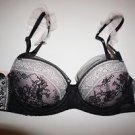 Victoria's Secret Designer demi bra pink w/ black & white lace tulle 32C/34B NWT