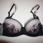 Victoria's Secret Designer demi bra pink w/ black & white lace tulle 32C/34B NWT