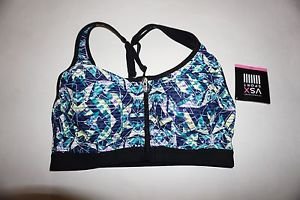 Victoria's Secret knockout front-close sport bra blue green glow-in-dark 32B NWT