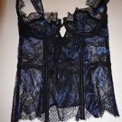 Victoria's Secret Chantilly Lace metallic shimmer blue black corset size 34B NWT