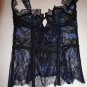 Victoria's Secret Chantilly Lace metallic shimmer blue black corset size 34B NWT