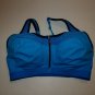 Victoria's Secret knockout sport bra front zip 34C turquoise w/ mesh, black NWOT