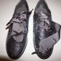 Gap big girls shoes size 5 silver glitter oxfords with gray ribbon laces new