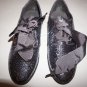 Gap big girls shoes size 5 silver glitter oxfords with gray ribbon laces new
