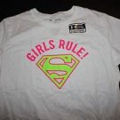 Girls Under Armour white Supergirl t-shirt with pink Girls Rule logo sz YXL NWT