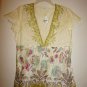 J. Jill cotton V-neck blouse sz PS desert etch cream w/ magenta green floral NWT