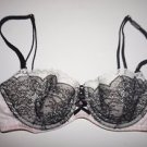 Victoria's Secret Dream Angels balconet bra 34B pink/white stripe black lace NWT
