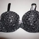 Victoria's Secret Dream Angels snowflake demi bra 36D black & silver NWT