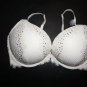 Victoria's Secret Bombshell Plunge bra 34D white mesh lace with rhinestones NWT