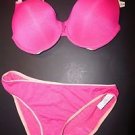 Victoria's Secret padded perfect coverage t-shirt bra 36D & bikini sz L pink NWT