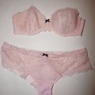Victoria's Secret lined strapless bra 32B & cheeky size S light peach lace NWT