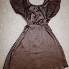 Anthropologie Ravie brown satin dress by HD in Paris sz 0 flutter sleeves NWT