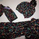 Winter set from Claires scarf/hat/hand warmers black yarn with bright colors NWT
