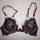 Victoria's Secret Dream Angels push-up bra 32C white with black lace print NWT