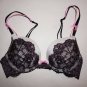 Victoria's Secret Dream Angels push-up bra 32C white with black lace print NWT
