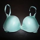 Victoria's Secret Darling plunge bra aqua green with metallic shimmer 32C NWT