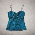 Laundry by Shelli Segal silk tank top size M blue black marbled pattern EUC