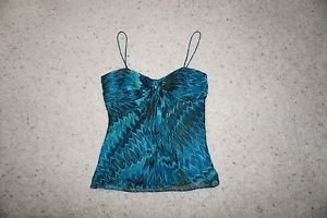 Laundry by Shelli Segal silk tank top size M blue black marbled pattern EUC