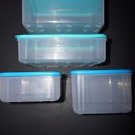 Tupperware Clearmates Clear Mates square rectangle containers clear w/ blue new