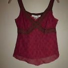 Studio M silk camisole sheer with lining dusty rose with green print sz S EUC