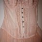 Victoria's Secret corset bustier pale peach mesh w/ shimmer lace beads 36C NWT