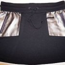 Apres by Ramy Brook Dion skirt sz L black knit skirt with gray pewter panels new